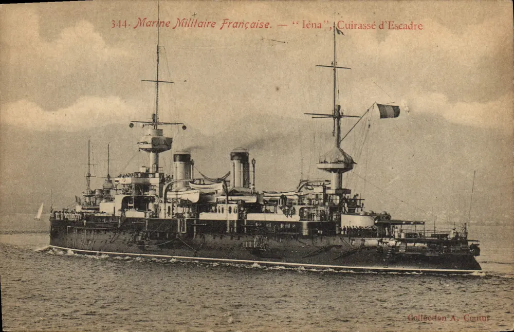 Navio de guerra francês — 'Iéna', encouraçado de esquadra — Coleção A. Coutur, n°344 - Frente