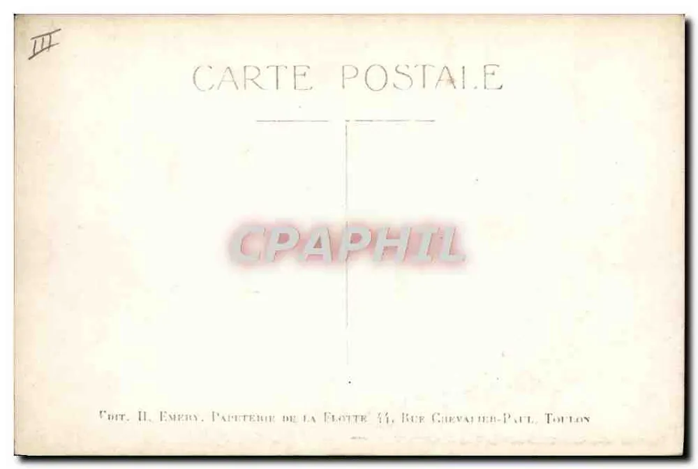 Porto de Toulon — Frota — Éd. H. Emery, Papeterie de la Flotte, Rue Chevalier-Paix, Toulon - Verso