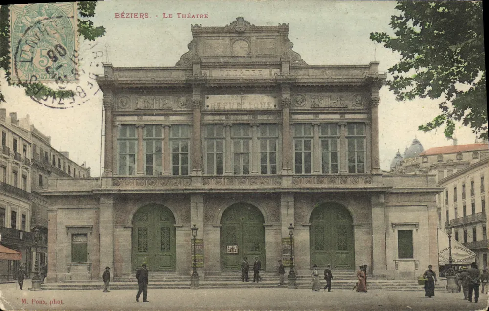 Béziers - O Teatro — editor M. Pons, fot. — n° de série 590 - Frente