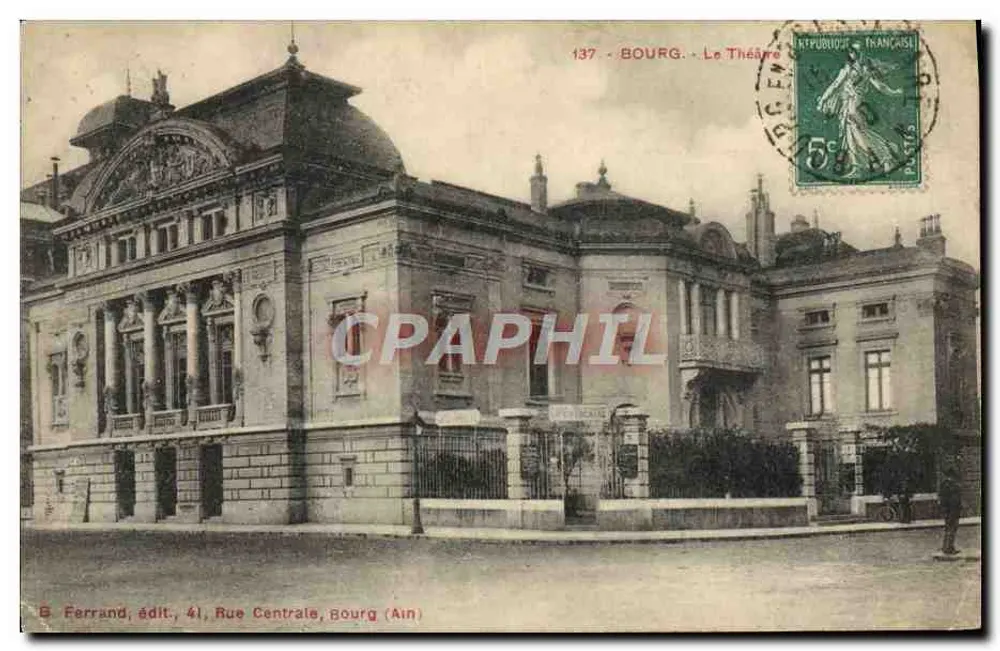 Bourg (Ain) — O Teatro — B. Ferrand, editor, 41, Rue Centrale, Bourg (Ain) - Frente