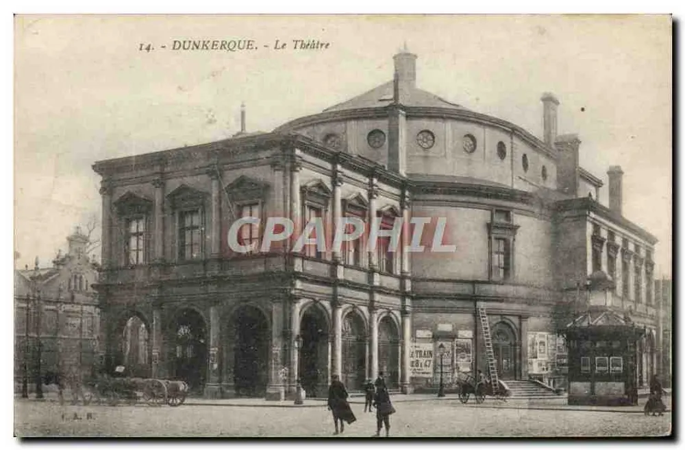 Dunkerque - O Teatro — Bilhete postal antigo n°14, editor F.A.R. - Frente