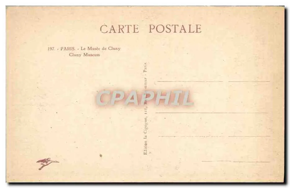 O Museu de Cluny — Paris — Edição La Cigogne, n°197 - Verso