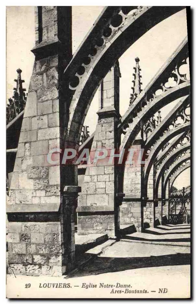 Louvières — Kirche Notre-Dame, Strebewerke — ND - Vorderseite