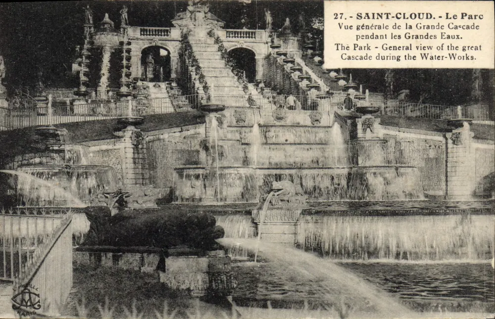 Saint-Cloud - Der Park Allgemeiner Blick auf die Grande Cascade während der Grandes Eaux — Phototypie L'Abétille, Paris, n°27 - Vorderseite