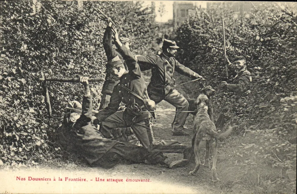 Unsere Zollbeamten an der Grenze — Ein bewegender Angriff — Historische Reproduktion - Vorderseite