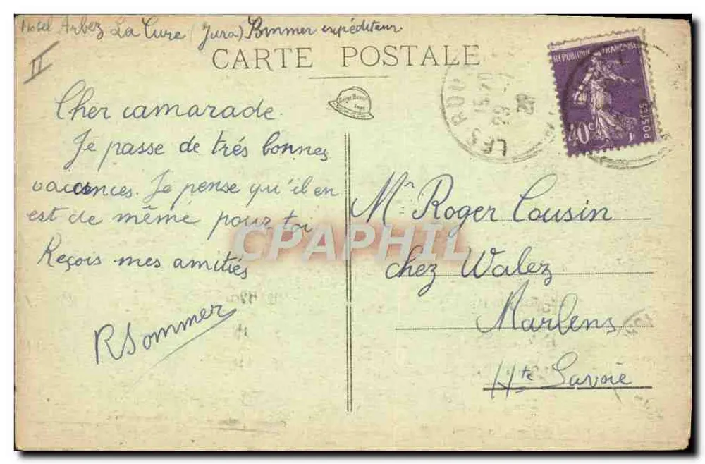 La Cure — La Stazione e la Dogana — G. Rotureau, libraio a Moret (Jura) - Verso