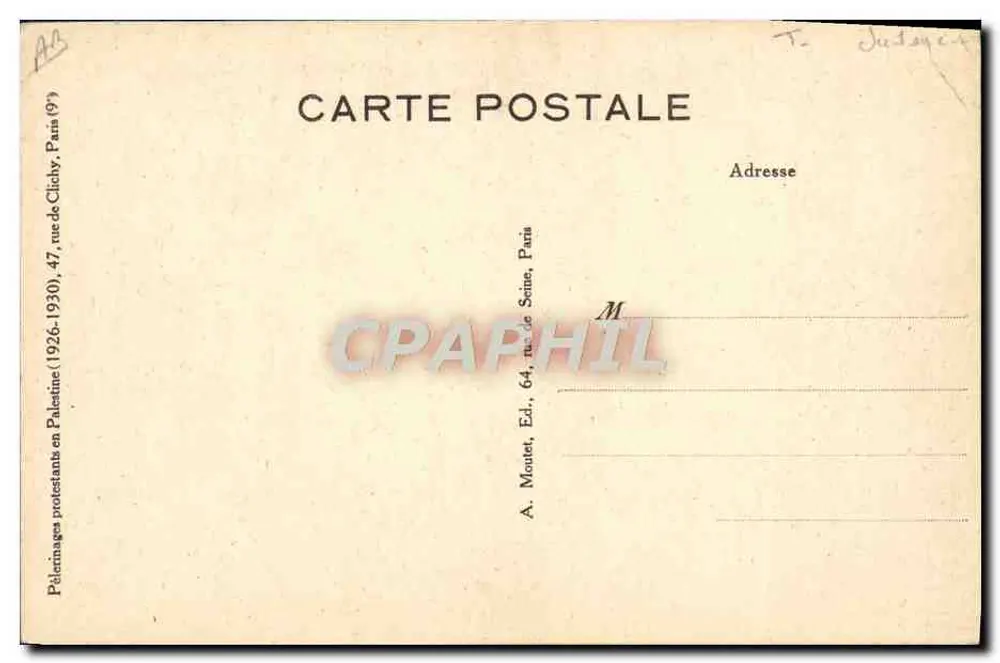 Jerusalem: Tal von Josaphat — jüdischer Bettler — A. Moutet, Verleger - Rückseite