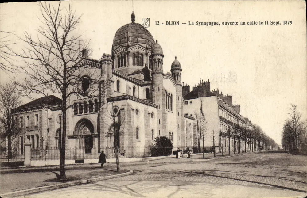 Dijon — A Sinagoga, aberta ao culto em 11 de Setembro de 1879 — R.G. editor, n°12 - Frente