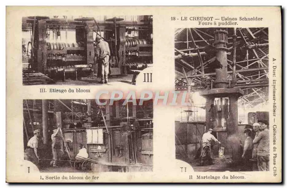 Le Creusot — Schneider Werke — Puddelöfen — A. Ducé, Drucker-Verleger — Photo-Club Sammlung - Vorderseite