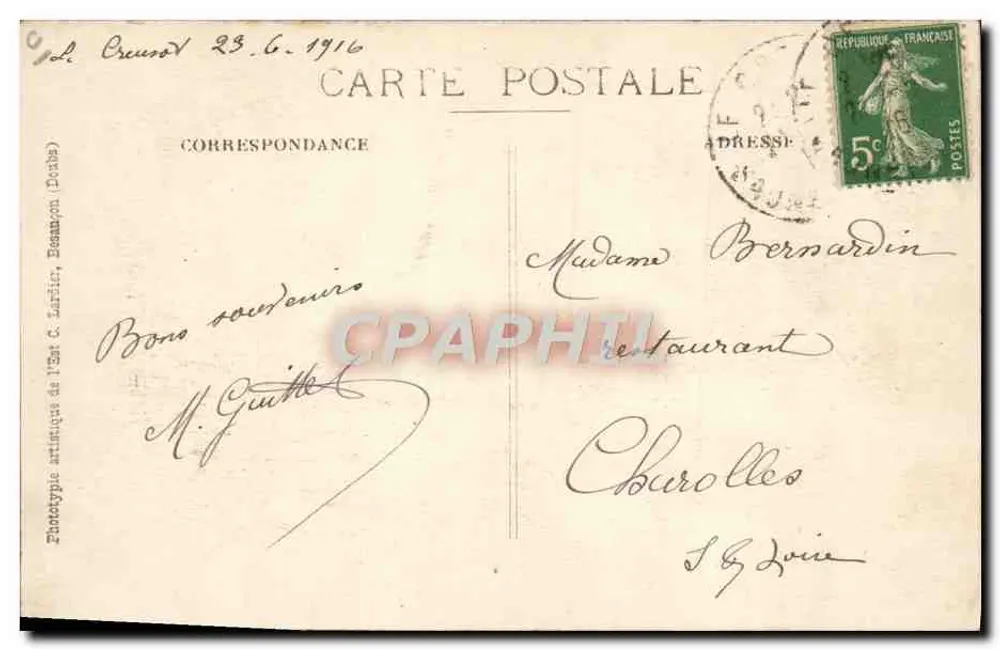 Le Creusot — Schneider Werke — Projektilwerkstatt — Prüfung von Schrapnells — A. Duret, Drucker-Verlag - Rückseite