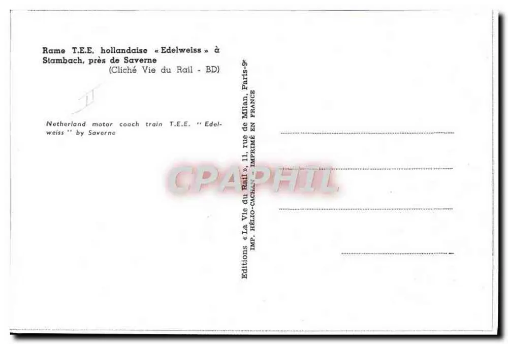 Zug T.E.E. « Edelweiss » — Stambach bei Saverne — Éditions Le Vie du Rail - Rückseite