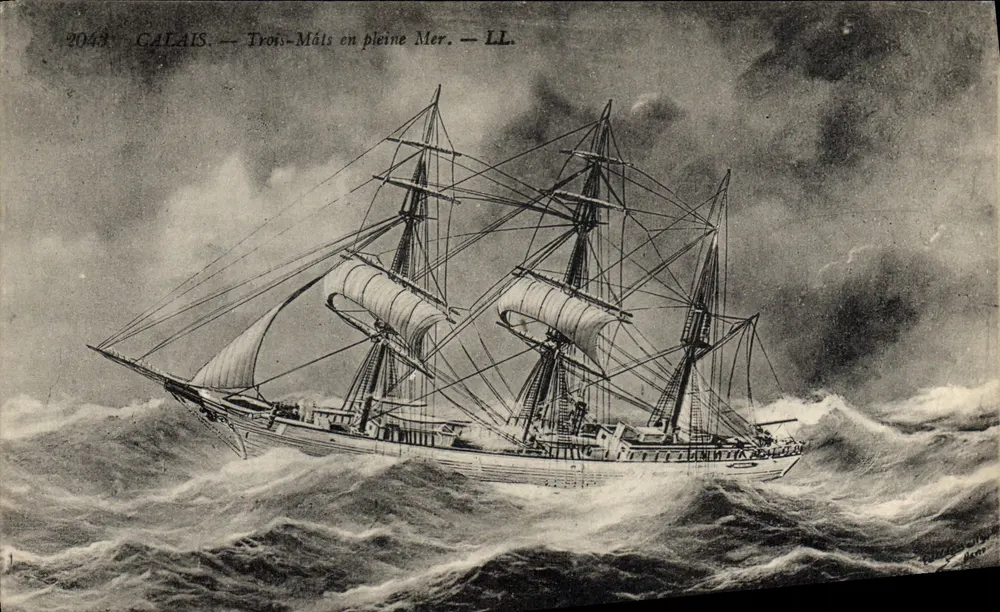 Calais — Drei-Mast-Schiff auf offener See — LL. — Verlag LL, n° 2043 - Vorderseite
