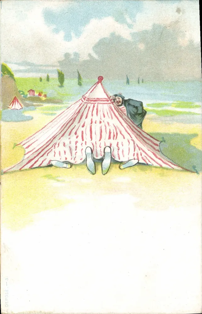 Zelt am Strand in Deauville — Verlag Depose, Nr. 3 - Vorderseite