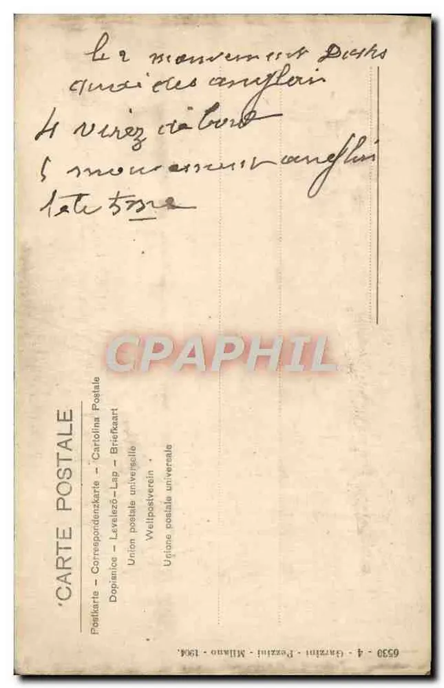 Lächelnde junge Frau und knieender Mann — Innenraum-Szene — Verlag Pezzini, Nr. 6530 - Rückseite