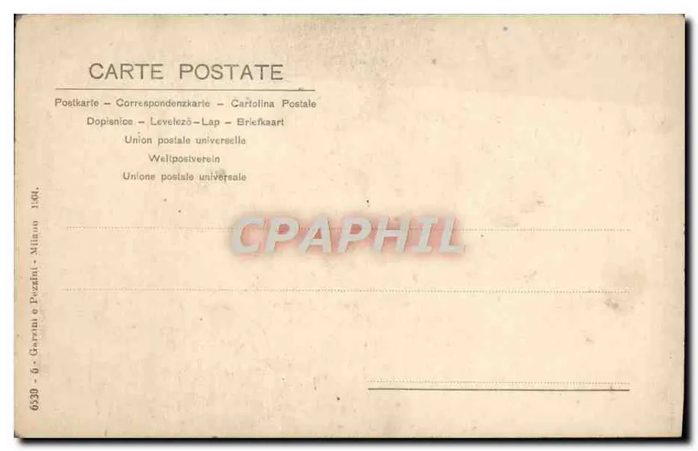 Frau in gestreiftem Kleid — elegante Pose — Verlag Garzini & Pozzolini, Mailand - Rückseite