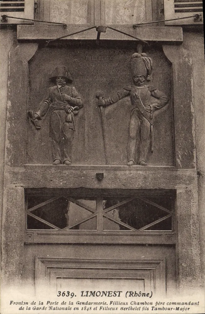 Fronton der Gendarmerie-Tür in Limonest (Rhône) — 3639 — Verlag X. Goutagny, ed. 36, r. Victor-Hugo, Lyon - Vorderseite