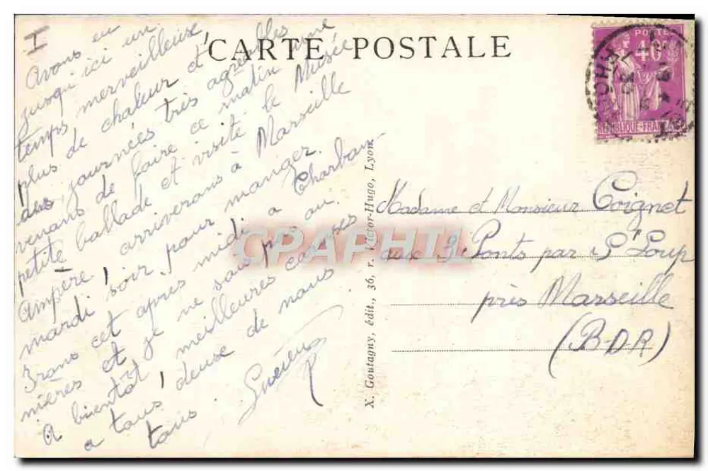 Fronton der Gendarmerie-Tür in Limonest (Rhône) — 3639 — Verlag X. Goutagny, ed. 36, r. Victor-Hugo, Lyon - Rückseite