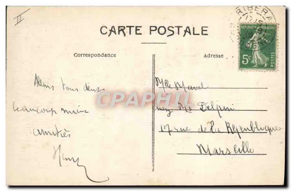 Ribérac — Place de la Gendarmerie und Monument des Mobiles — Librairie F. Réjou - Rückseite