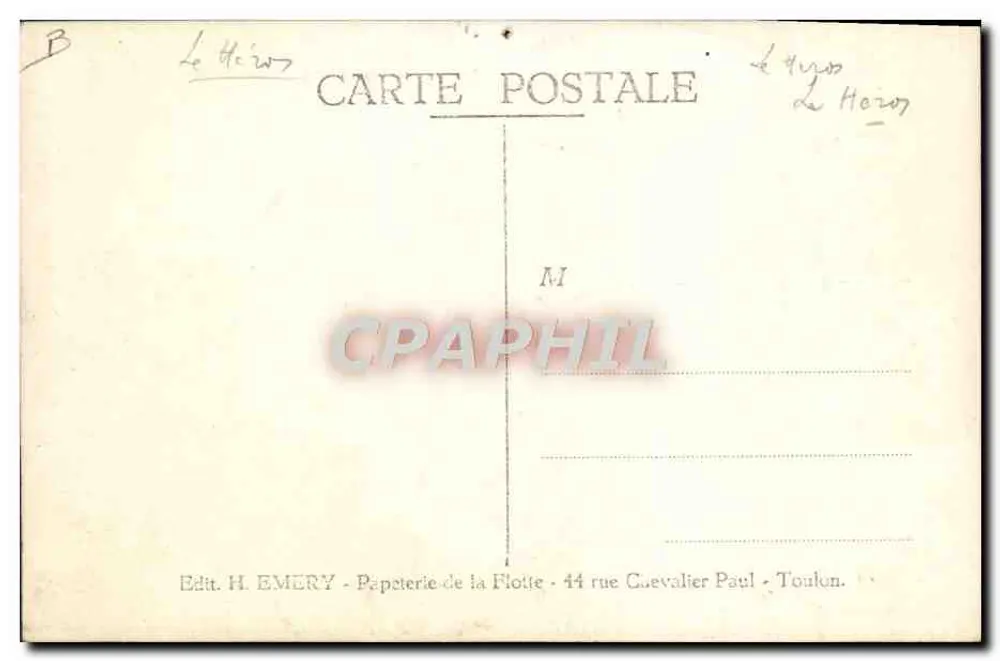 Submarino — no mar — Editor H. EMERY, Toulon - Verso
