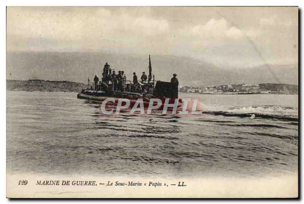 Marinha de Guerra — O Submarino « Papin » — LL. — Editor Lévy, Paris, n° 129 - Frente