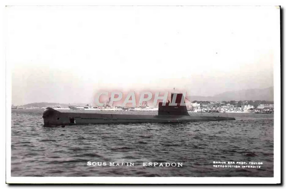 Submarino Espadon — Porto de Toulon — Marius Bar Fot. Toulon - Frente