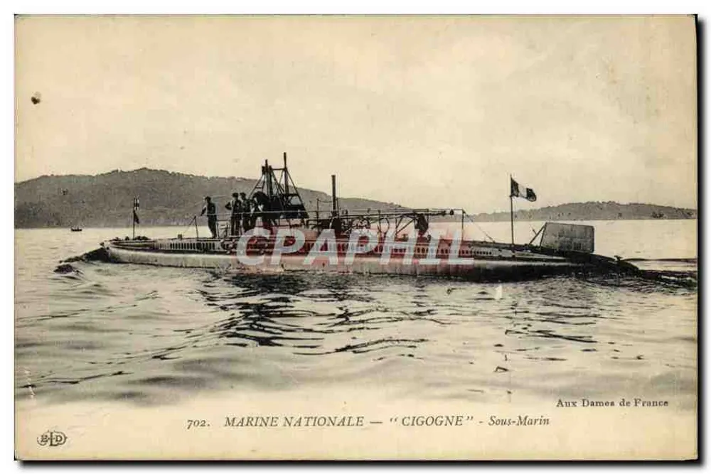 Submarino 'Cigogne' — Marinha Nacional — Para as Senhoras da França - Frente