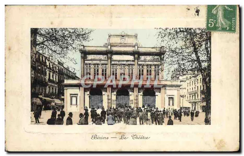 Béziers — O Teatro — Pap. Filippi, Avenues Paul-Riquet, Béziers - Frente