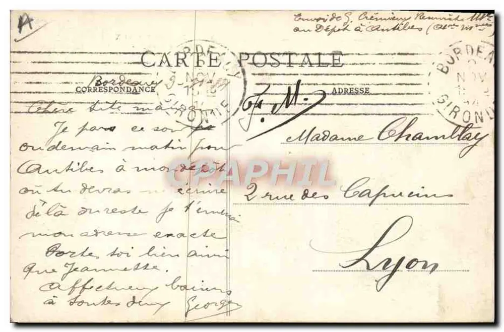 Bordeaux — Teatro Francês — A. H. 74 - Verso