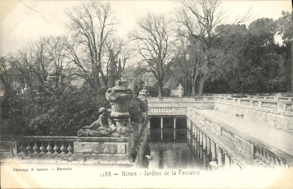Nîmes - Jardins da Fontaine — Fototipia. E. Lacour — Marselha — n° 1188 - Frente