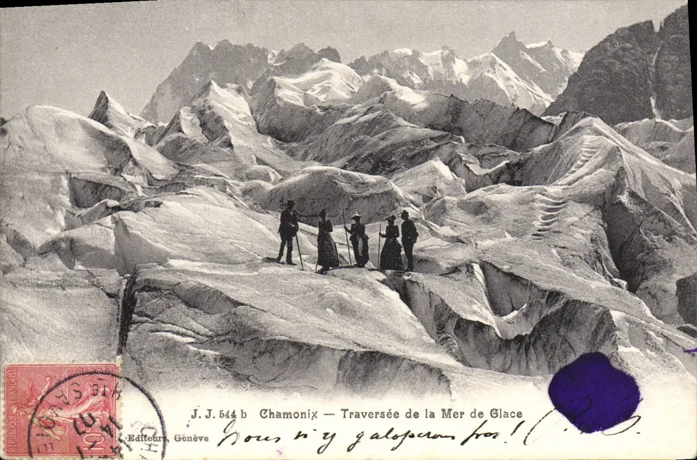Chamonix — Traversée da Mer de Glace — J.J. 544 b, Editor Genebra - Frente