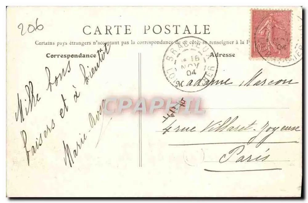 Cour-Cheverny — Castelo da Sistiére — B. F., Paris - Verso