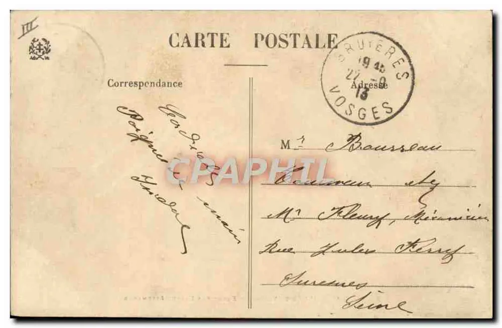 La Schlucht (Vosges) — Grenze zwischen Frankreich und Deutschland — Ad. Weck, Saint-Dié, N° 6412 CI M. - Rückseite