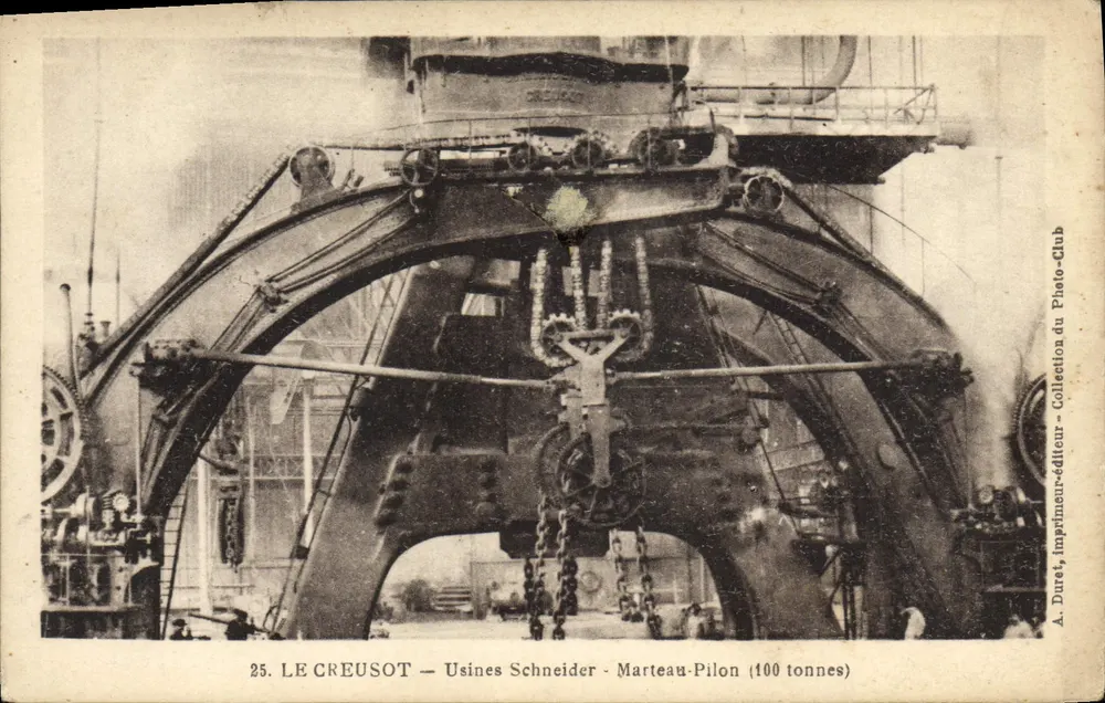 Le Creusot — Usinas Schneider — Marteau-Pilon (100 toneladas) — A. Duret, impressor-editor, Coleção do Photo-Club - Frente