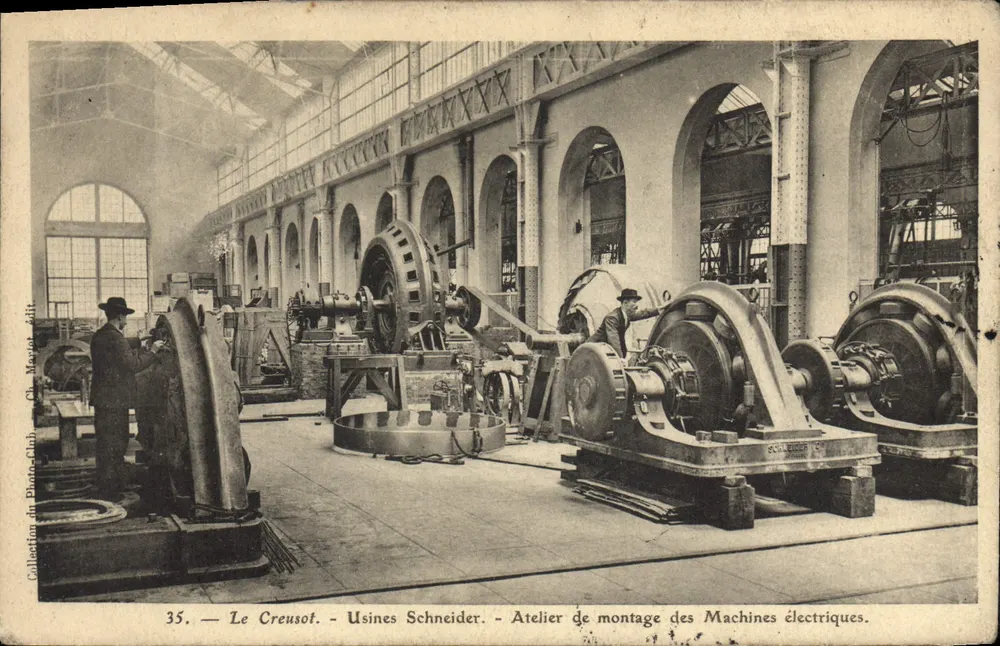 Le Creusot — Schneider-Werke — Montagebetrieb für elektrische Maschinen — Sammlung des Photo-Clubs, Ch. Moutet, n°35 - Vorderseite