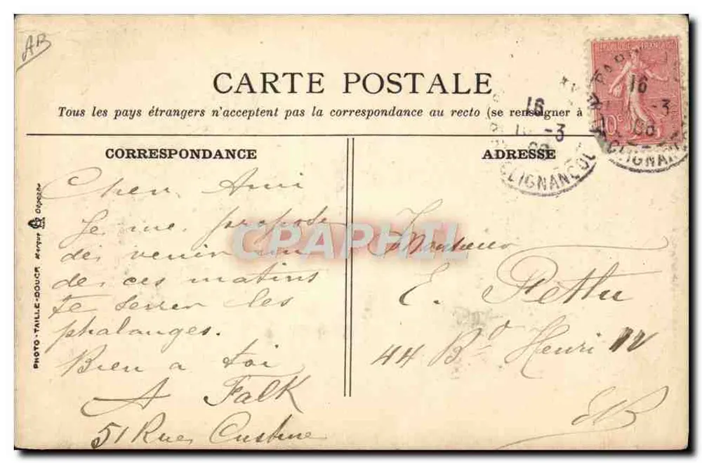 Adresse wechseln — Herr Falk — Verlag H. Moria - Rückseite