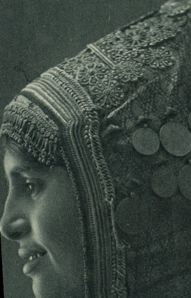 Frau mit verziertem Schal — Palästina — Verleger Jamati-Bres, n° 45 - Vorderseite