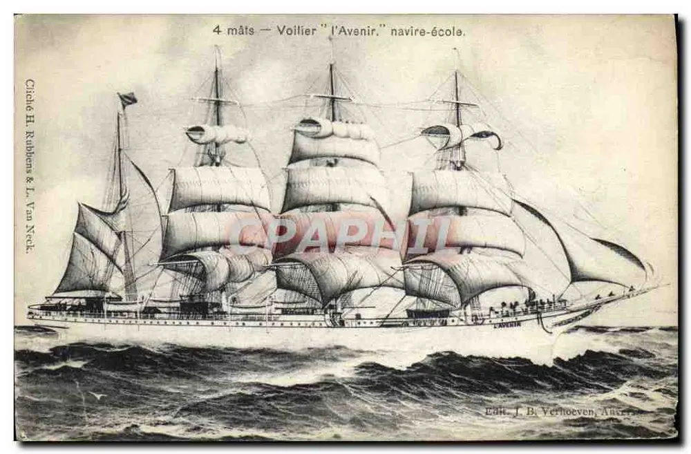 Segelschiff "l'Avenir" — Schulschiff — Verlag J. B. Verhoeven, Antwerpen - Vorderseite