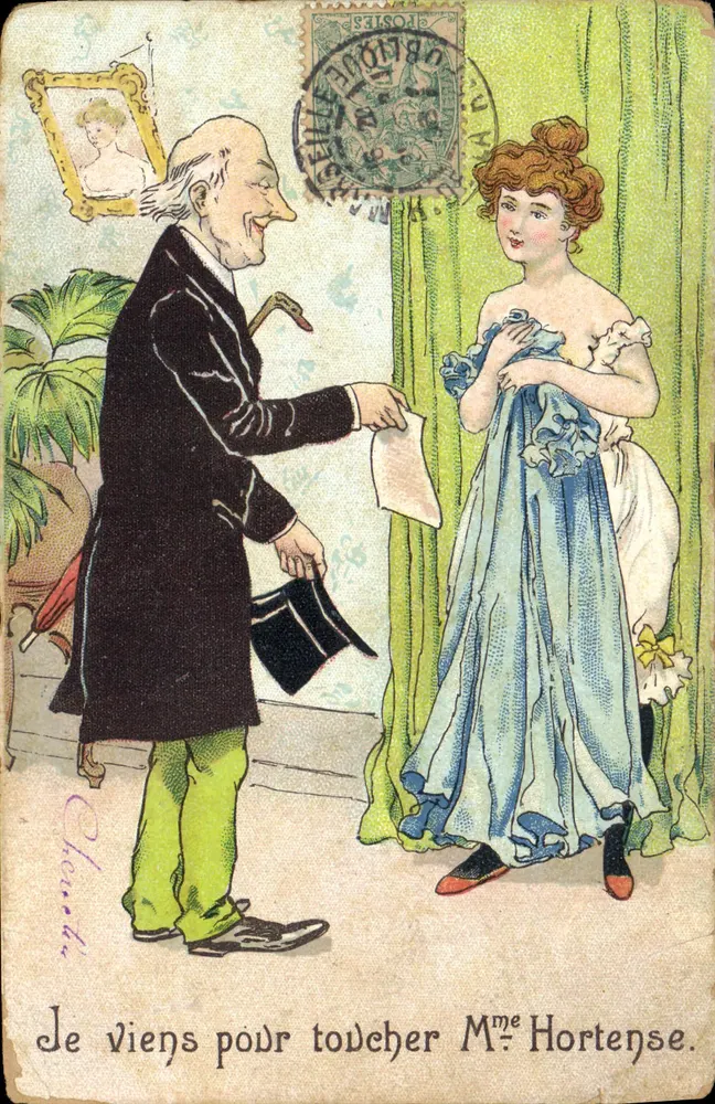Ein Mann macht einer Dame einen Antrag — Szene der Höflichkeit — K.F. Verleger, Serie 1469 - Vorderseite