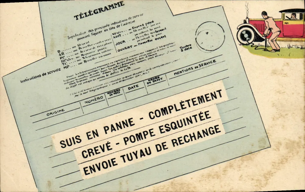 Coche en panne - bomba de agua - editor P-C Paris - Anverso