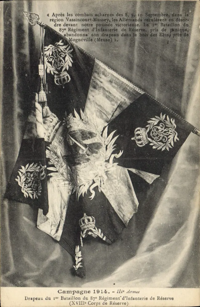 Flagge des 1. Bataillons des 87. Reserveinfanterieregiments (XVIII. Reservekorps) — Kampagne 1914 — 11. Armee - Vorderseite