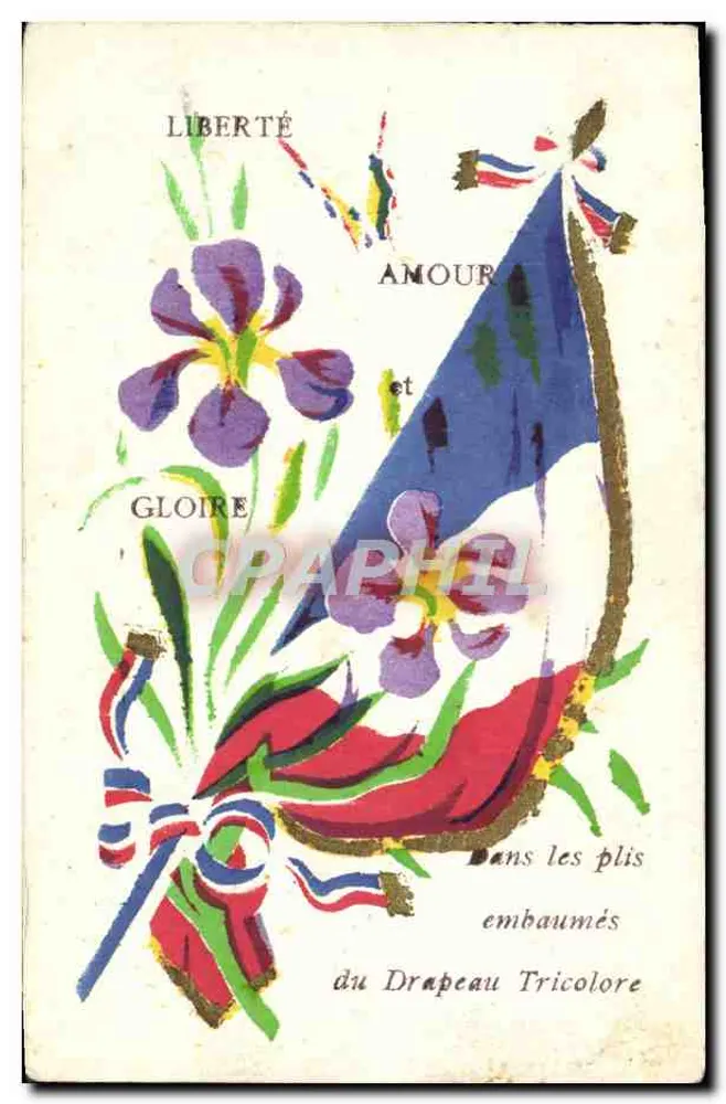 Bandeira Tricolor — flores e símbolos — J.M.T. Paris - Frente