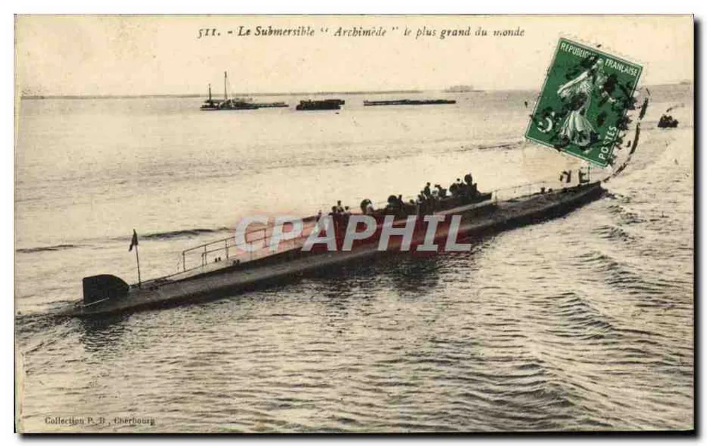 El submarino "Archimède", el más grande del mundo — Colección P.-B. Cherboury - Anverso