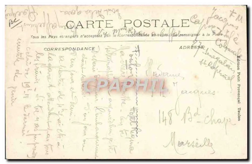 Marinha Militar Francesa "Thon" Submarino — Edição Petit Provençal Toulon, n°73 - Verso