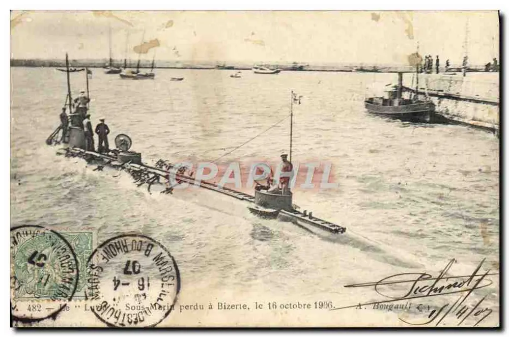 Verlorener U-Boot in Bizerte, 16. Oktober 1906 — A. Bougault, Nr. 482 - Vorderseite