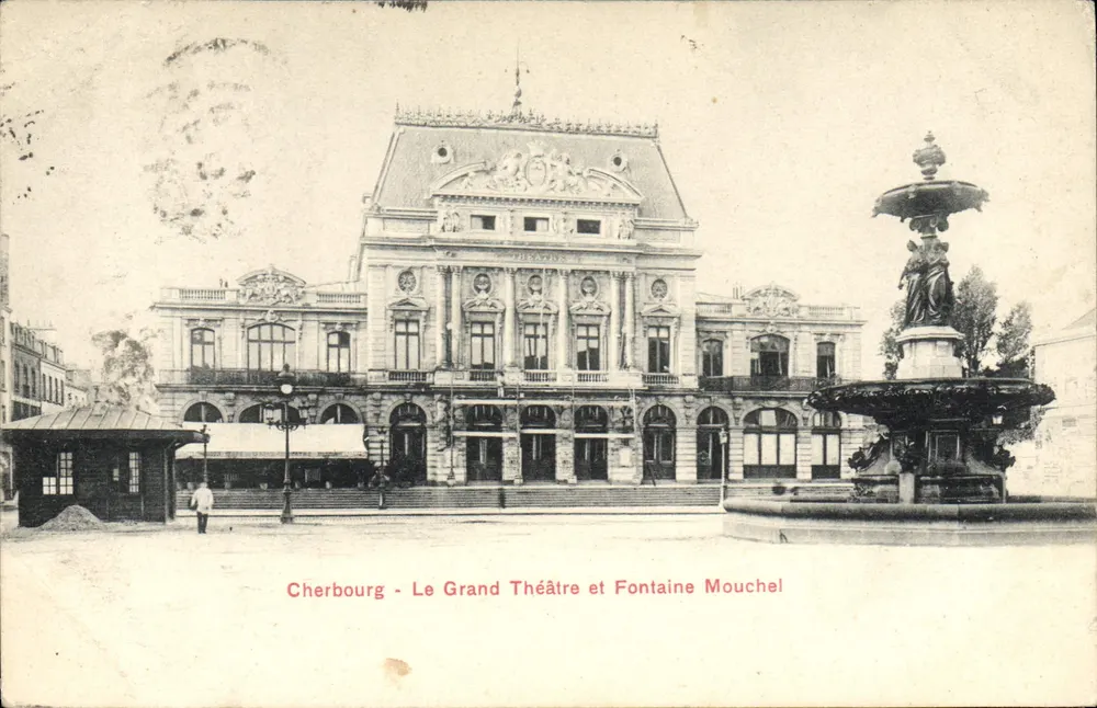Cherbourg — Das Große Theater und Fontaine Mouchel — Verleger nicht sichtbar, Seriennummer nicht lesbar - Vorderseite