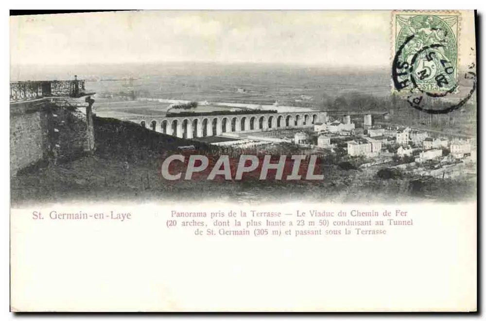 St. Germain-en-Laye — Panorama vom Terrassenbereich — Der Eisenbahnviadukt (20 Bögen) — Ausgabe « Trianon » - Vorderseite