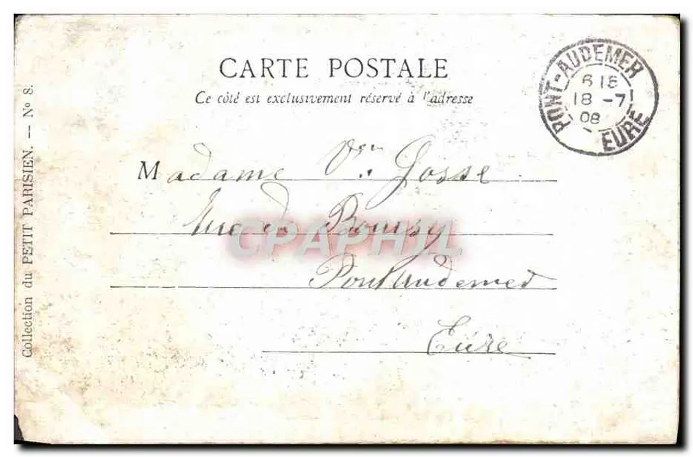 Paris — La place de la Concorde — Imprimé sur la carte, n° 8 - Verso