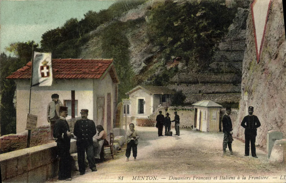 Menton — Französische und italienische Zollbeamte an der Grenze — LI - Vorderseite
