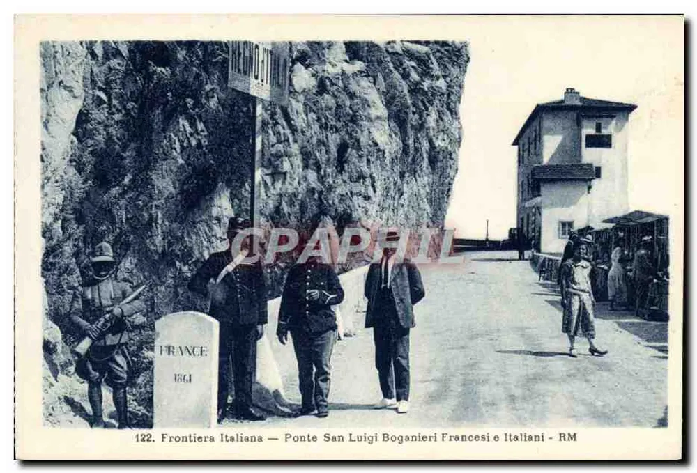 Italienische Grenze — Ponte San Luigi Bogianieri — Franzosen und Italiener - RM - Vorderseite