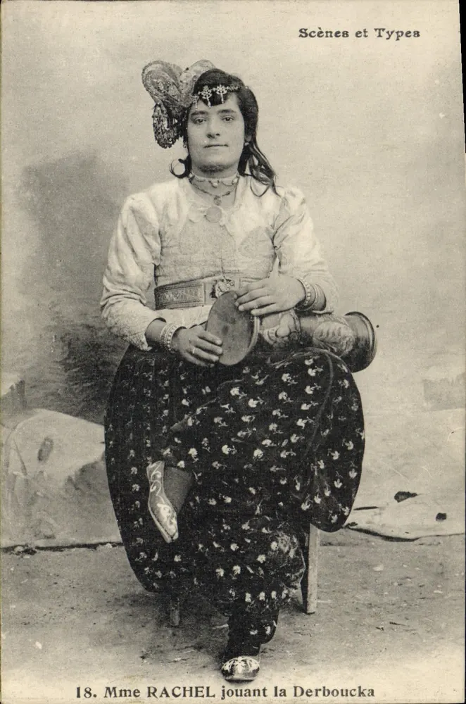 Frau RACHEL spielt die Derboucka — Scènes et Types, n°18 - Vorderseite